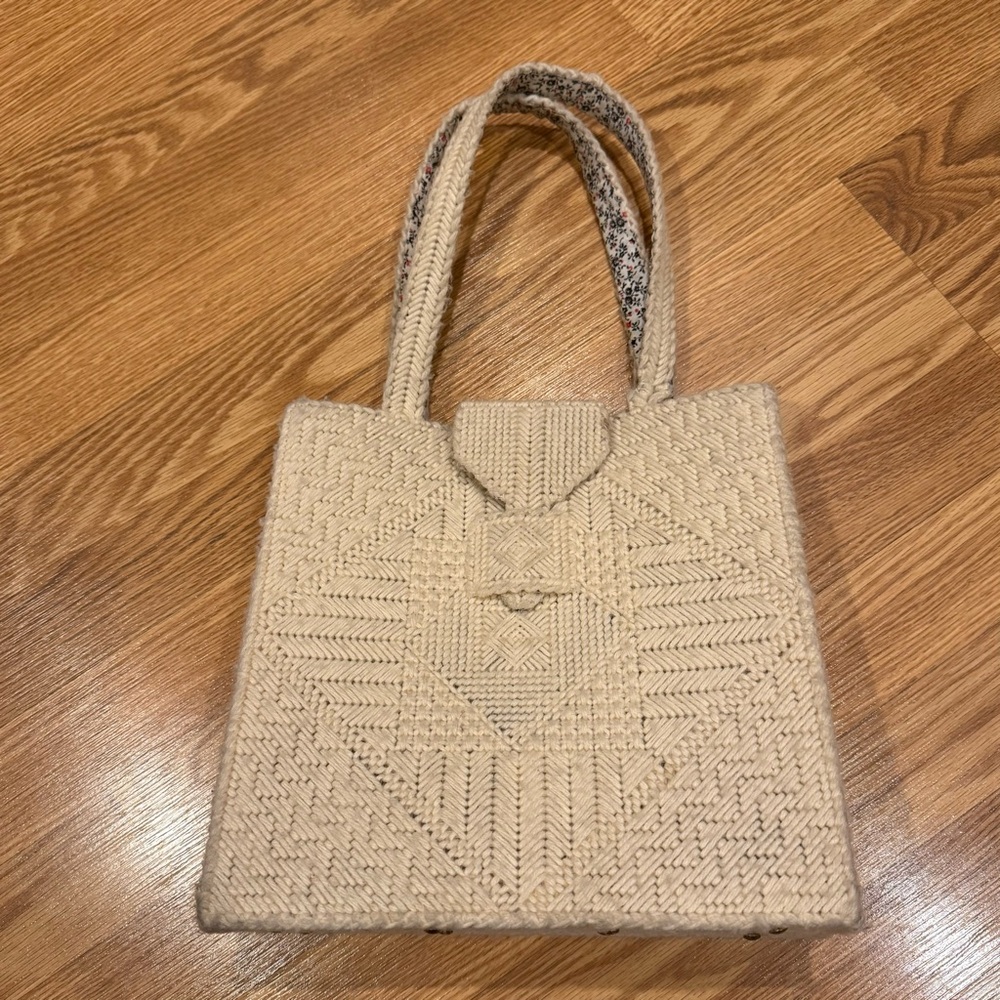 Bargatello Needlepoint on Plastic‎ vintage Tote Bag